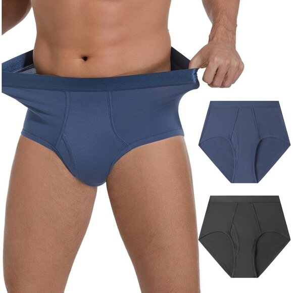 Men's High-Waisted Incontinence Briefs (2-Pack) – Washable, Leakproof, Cotton - Picture 1 of 6